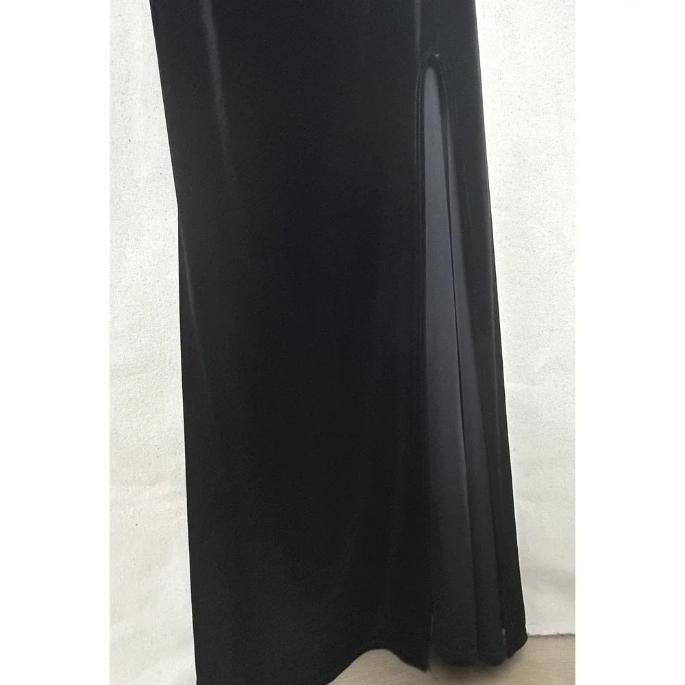 90s Y2K Jump‎ Apparel Witchygoth Black Velvet Cowl Neck Maxi Dress Slit Petite M